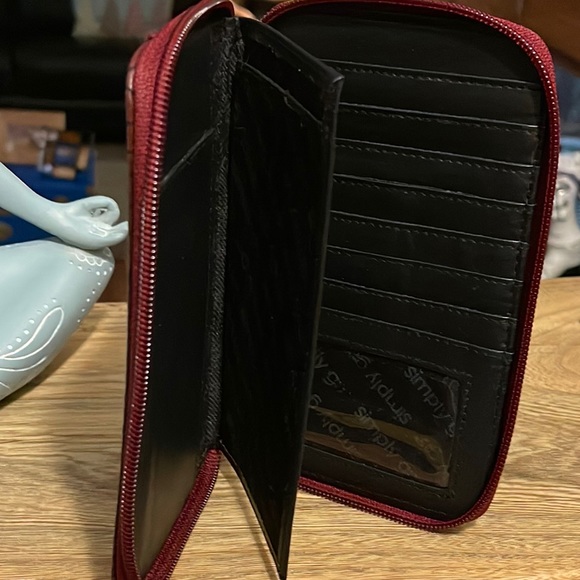 NWOT Maroon Red Reptile Print Zip Checkbook Wallet - Picture 8 of 12